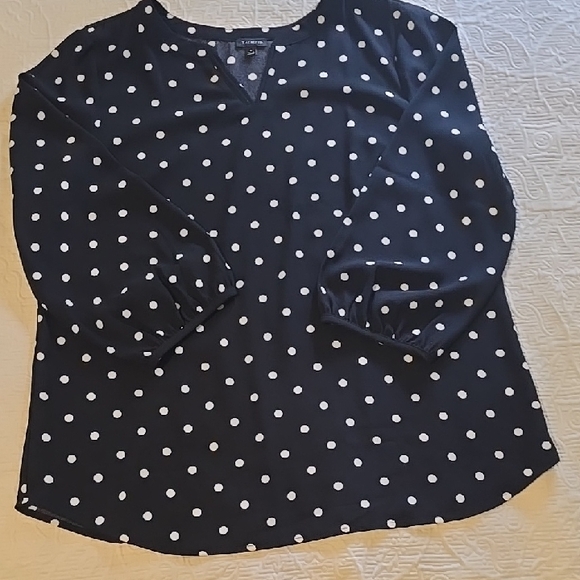 Talbots Black with White Poka Dot Tunic Size L - Picture 1 of 7